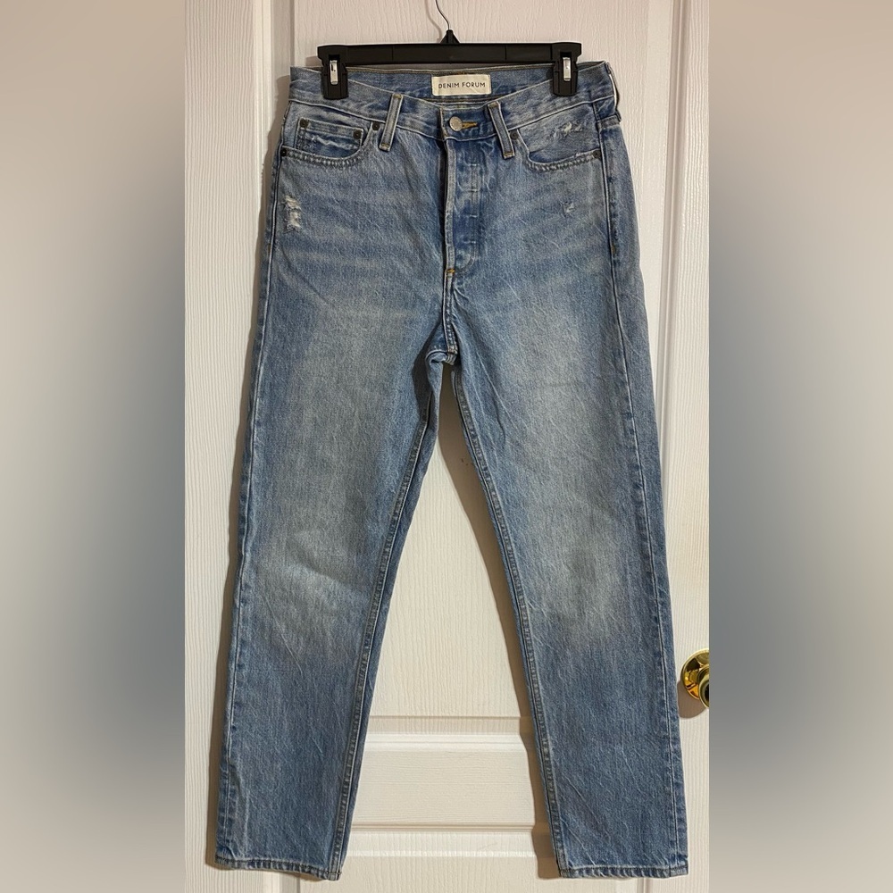 Aritzia Denim Forum Ex Boyfriend High Waist Button-fly Distressed Jeans Size 26 - Picture 2 of 11